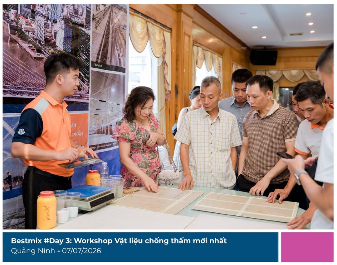 Bestmix trình diễn thi công chống thấm tại workshop Quảng Ninh