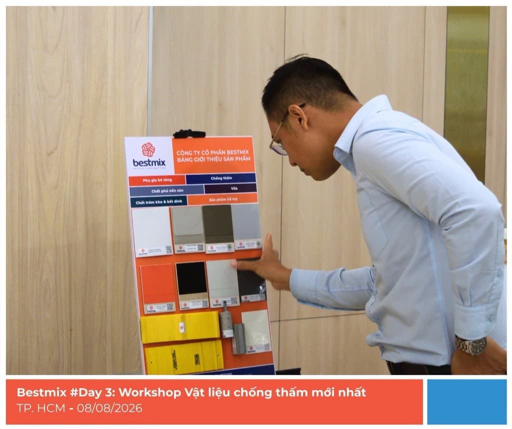 Bảng giới thiệu sản phẩm Bestmix tại workshop TP. Hồ Chí Minh
